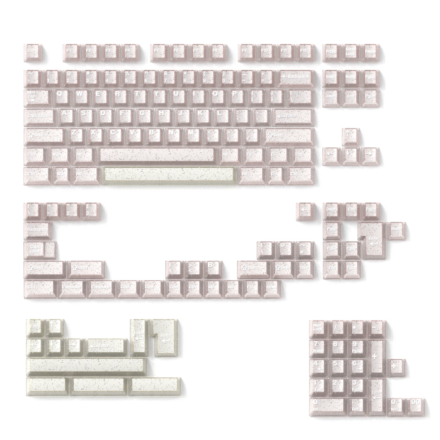 #0184 Pearl Peach Mint Smoothie Glitter Semi Transparent Keycap PBT + PC (not including keyboard)