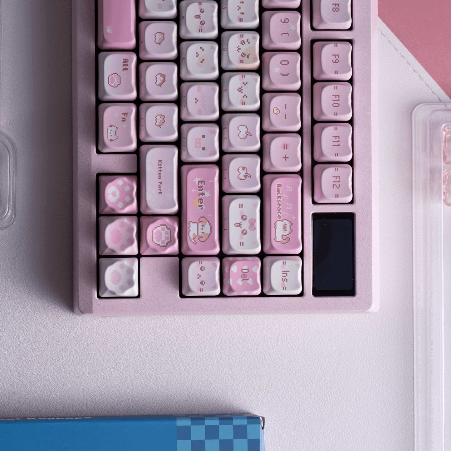 #0211 Pink Pixel Meow Cat Keycap Designed By SOULCAT (not Including Keyboard)