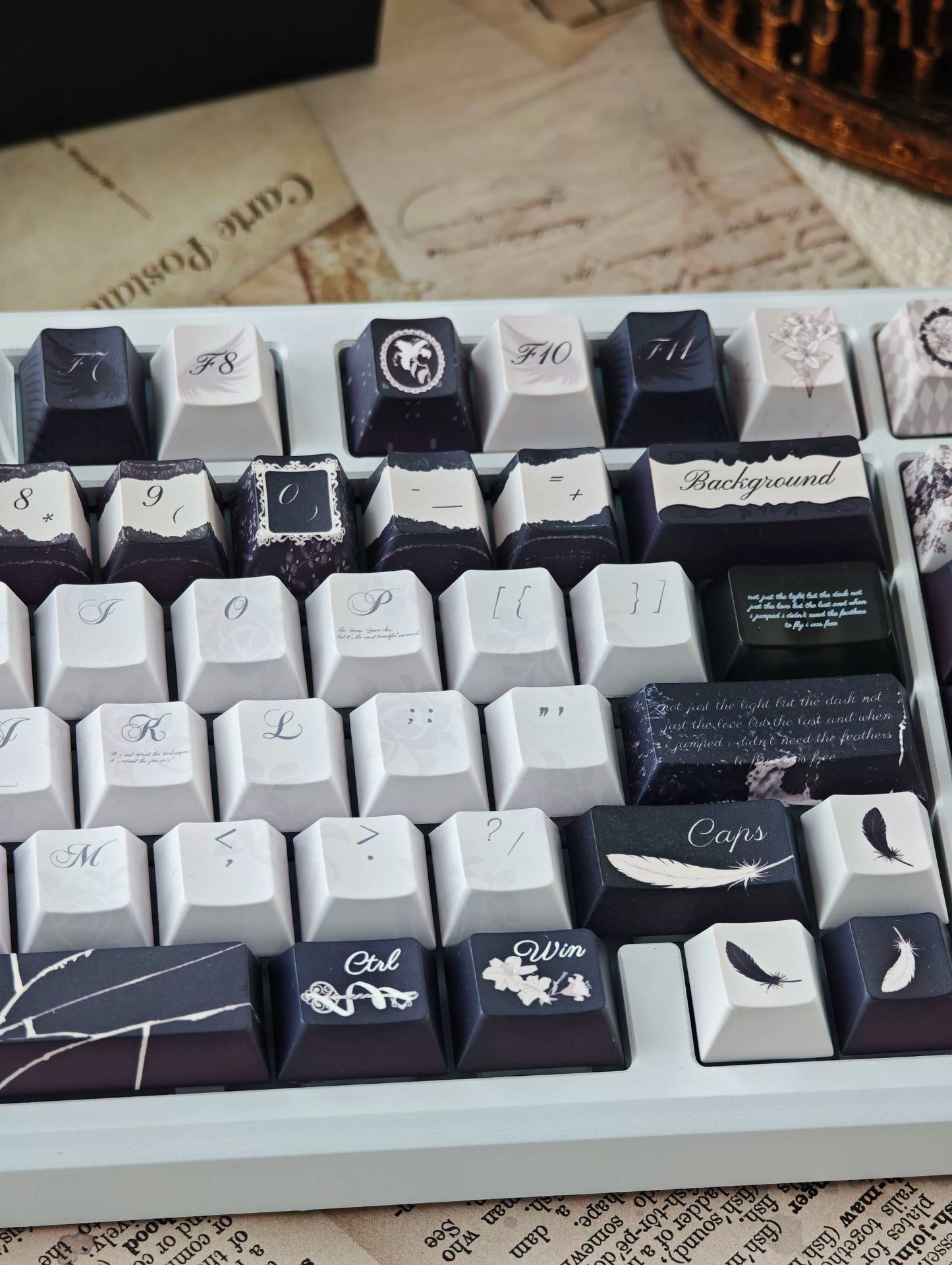 #0229 Dance of Ashes Black White Grey Keycap Designed By Miller