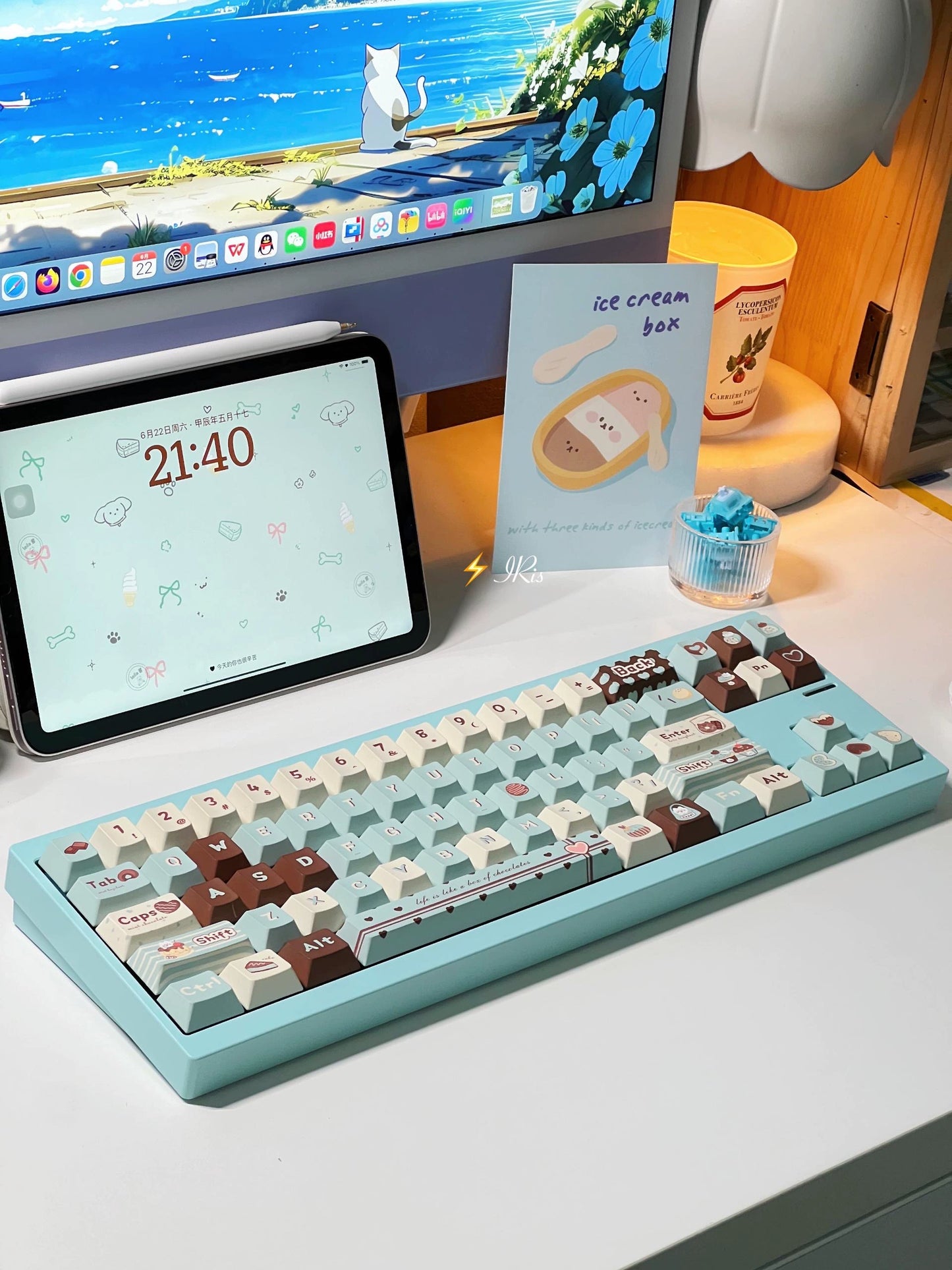 #012 Mint Chocolate Keycaps Cherry Profile(not including keyboard)