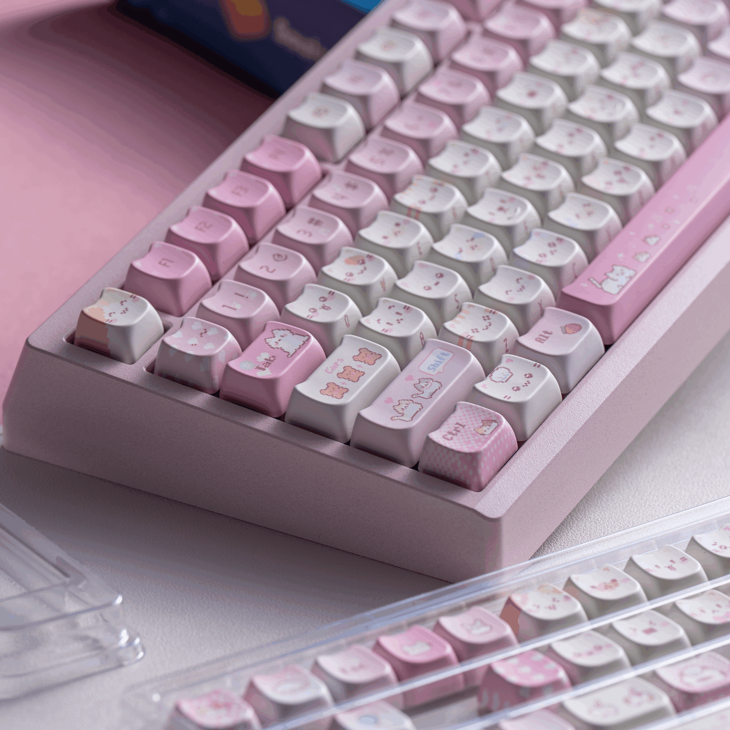 #0211 Pink Pixel Meow Cat Keycap Designed By SOULCAT (not Including Keyboard)