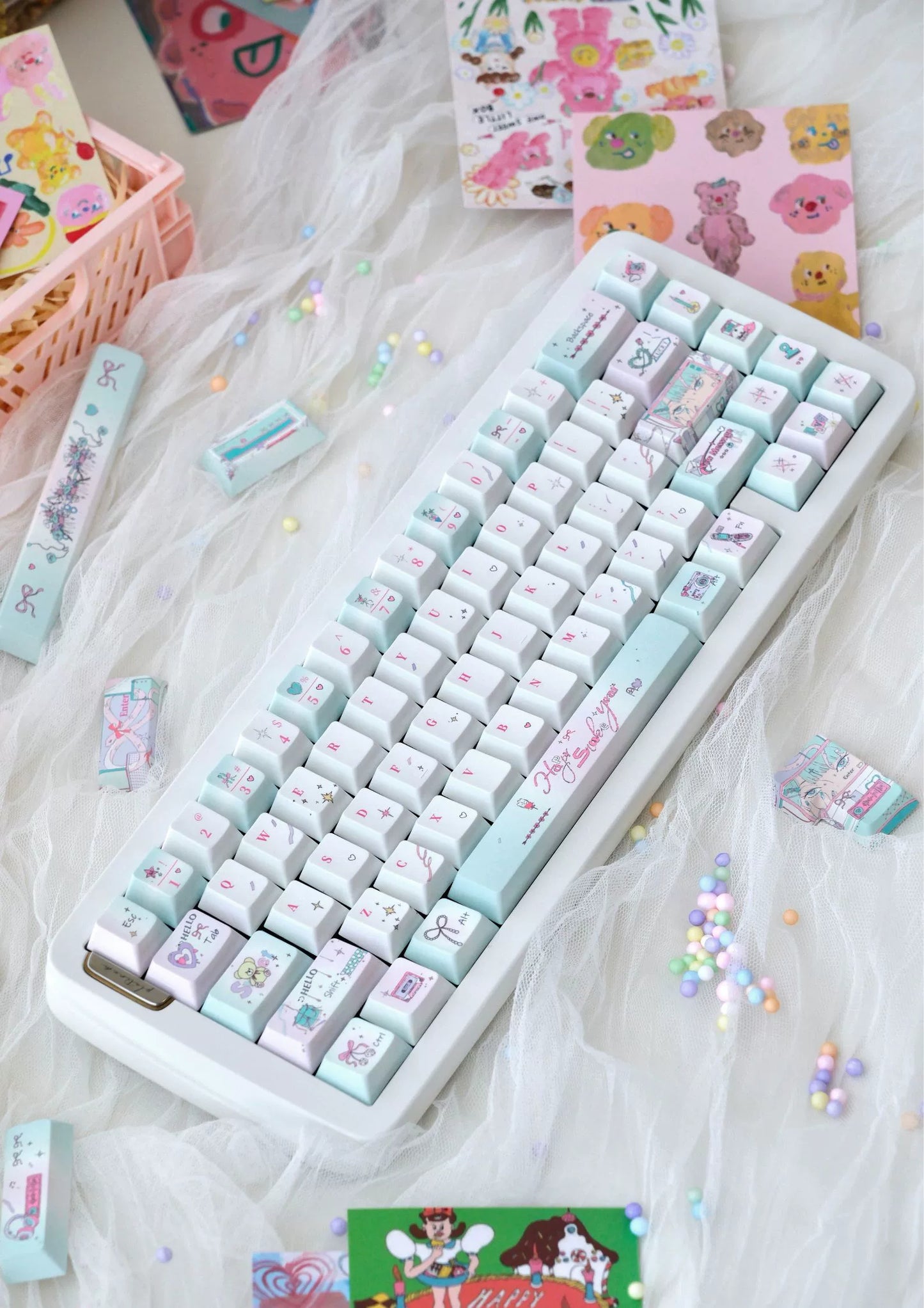 #0225 Green Jubilee Mint Keycap Cherry Profile Designed By LilyX Labs(not including keyboard)