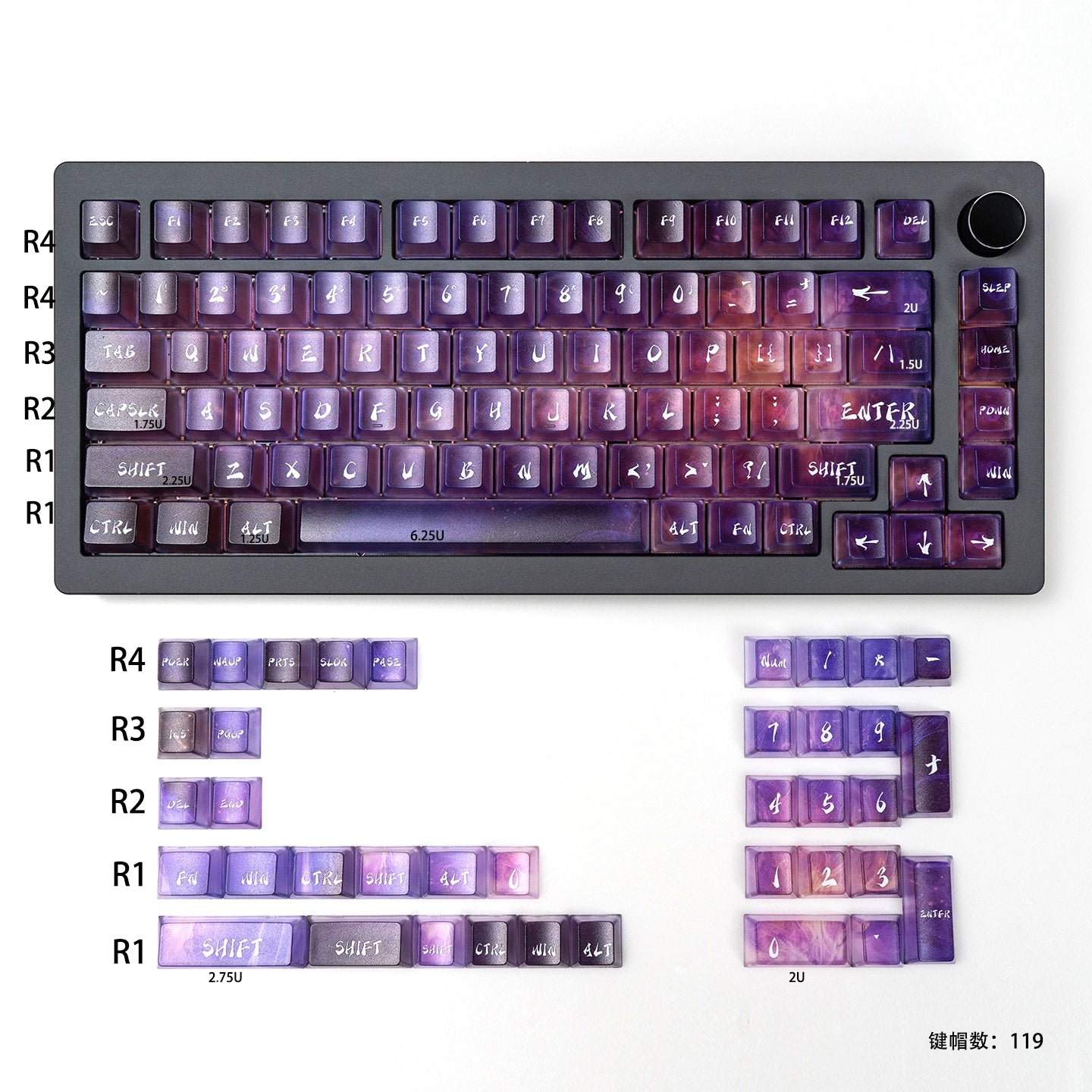 #0214 Neon/Universe/Star Gradually Change Foggy Matte Keycap(not including keyboard)
