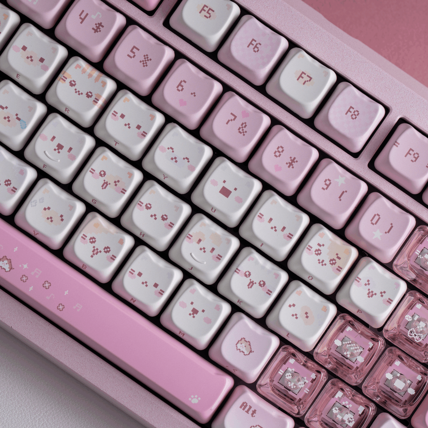#0211 Pink Pixel Meow Cat Keycap Designed By SOULCAT (not Including Keyboard)