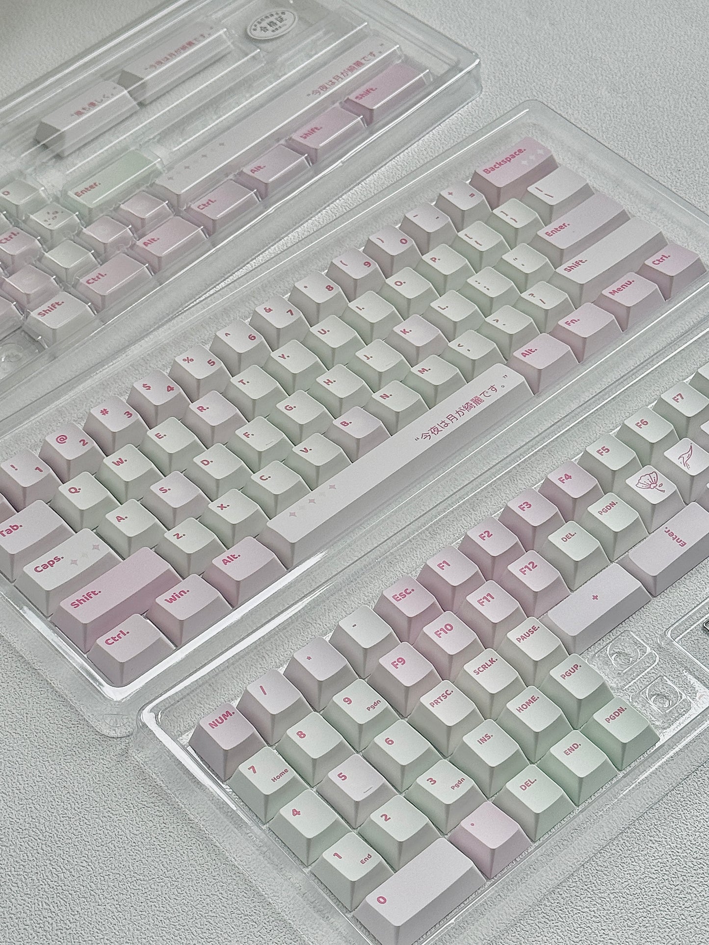 #0165 Spring Cherry Blossom Pastel Green Pink Keycap Cherry Profile Designed By Bluebird (Not Including Keyboard)
