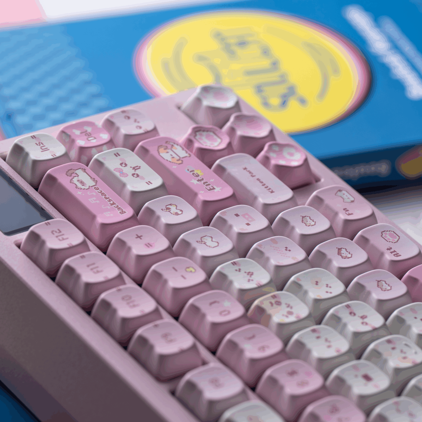 #0211 Pink Pixel Meow Cat Keycap Designed By SOULCAT (not Including Keyboard)