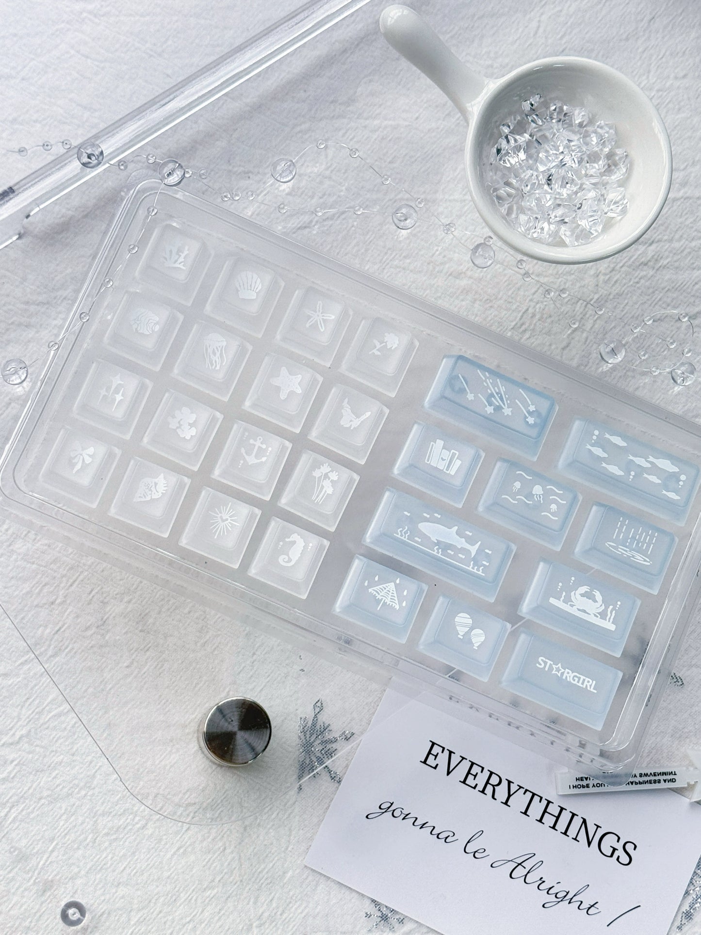 #0206 Blue Island Ice Mist Fresh and Cool Unique Keycap Designed By MoCoo(not including keyboard)