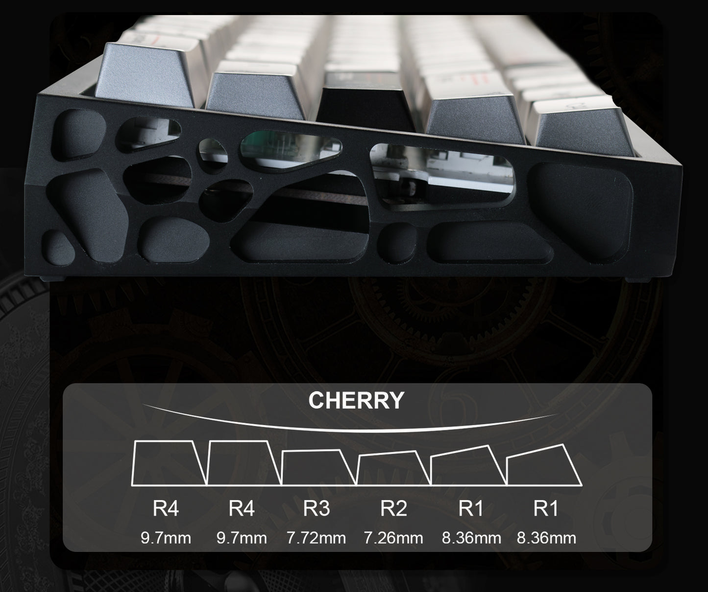 #0177 Time Silver Metallic Keycap Cherry Profile Designed By Womier (The surface of the keycaps is coated with a composite metallic finish; they are not made of solid metal.)
