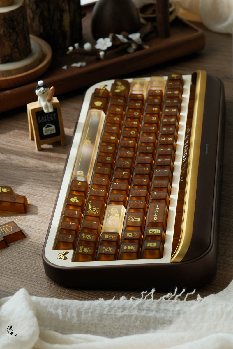 128 Cafe Matte Keycaps PC Material Designed By Keygenius