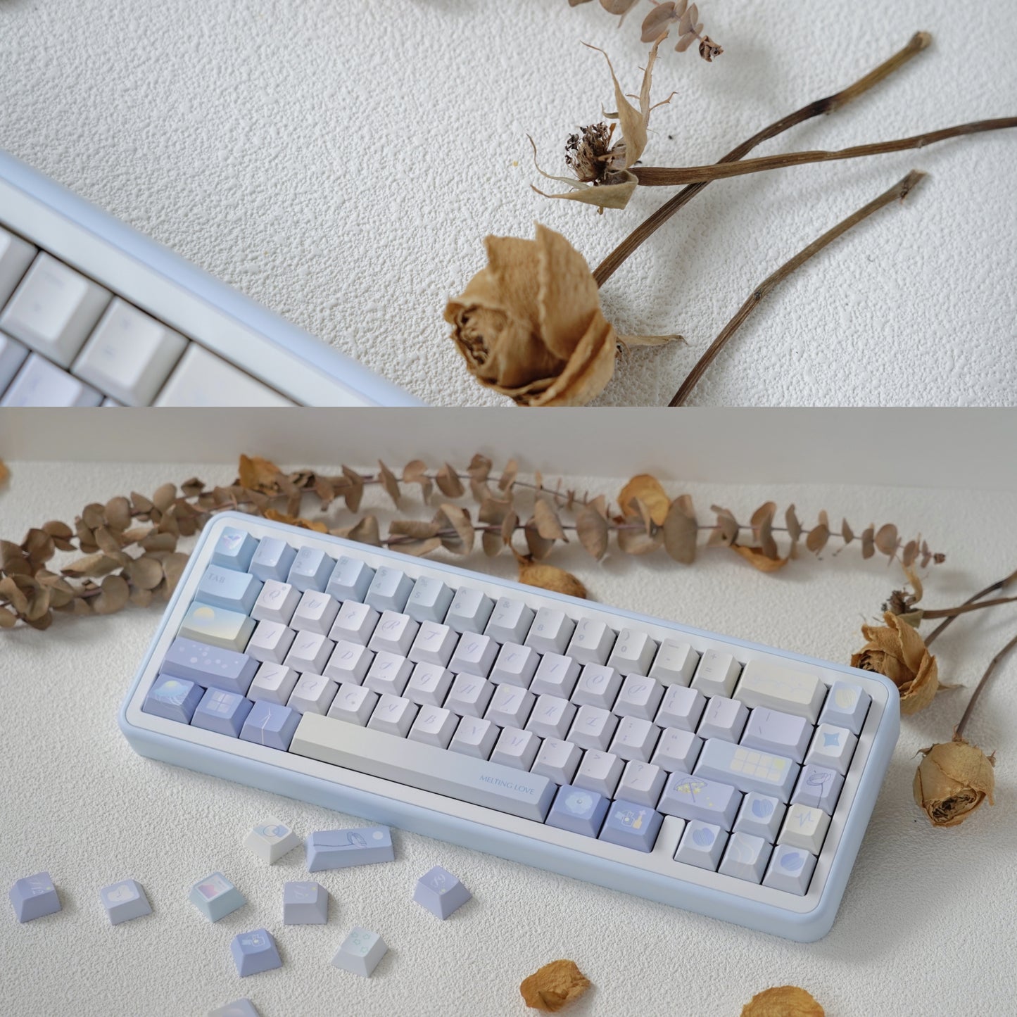 #0173 52Hz Pale Yellow Blue Keycap Cherry Profile