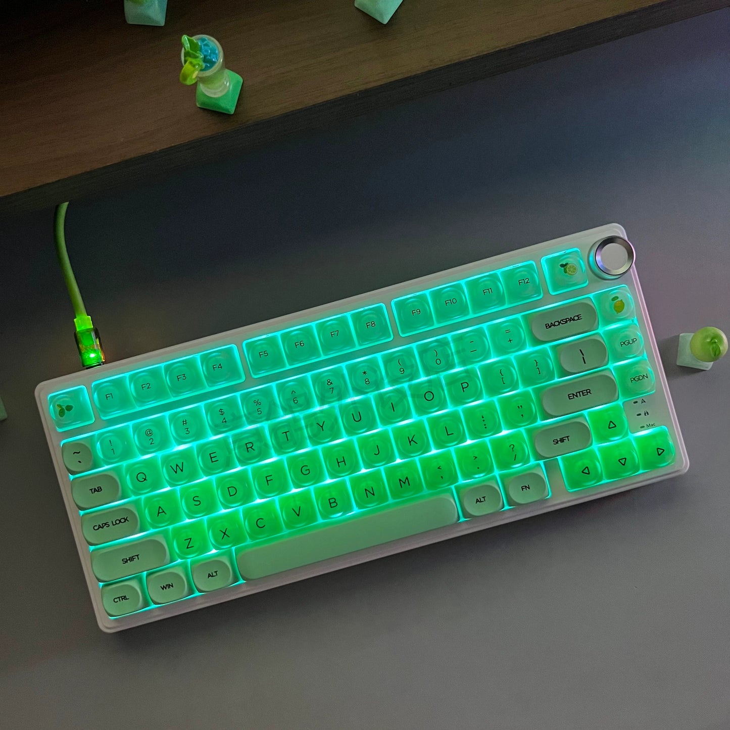 #0205 Lime Jelly Cute Round Keycap for 61/68/75/87/98/108 (not including keyboard)