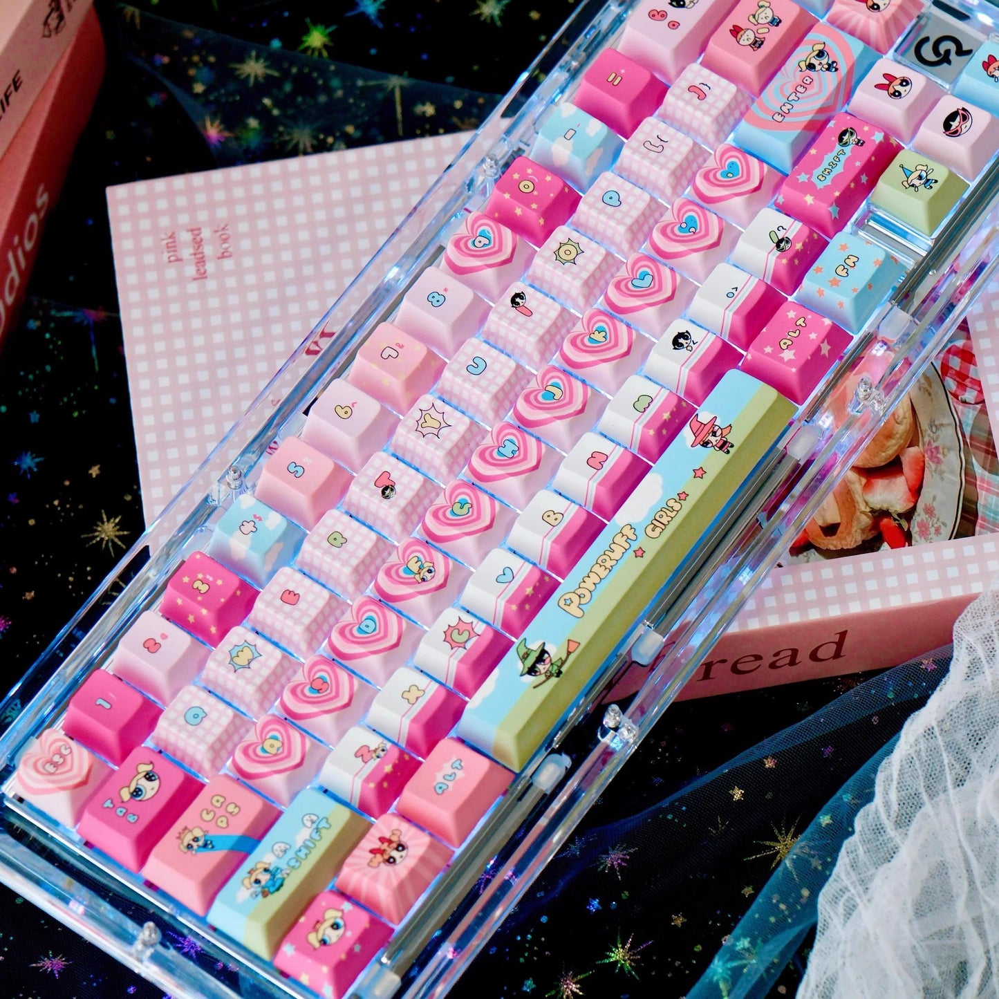 #0168 The Powerpuff Girls Cute Pink Y2k Cherry Profile (not Including Keyboard)