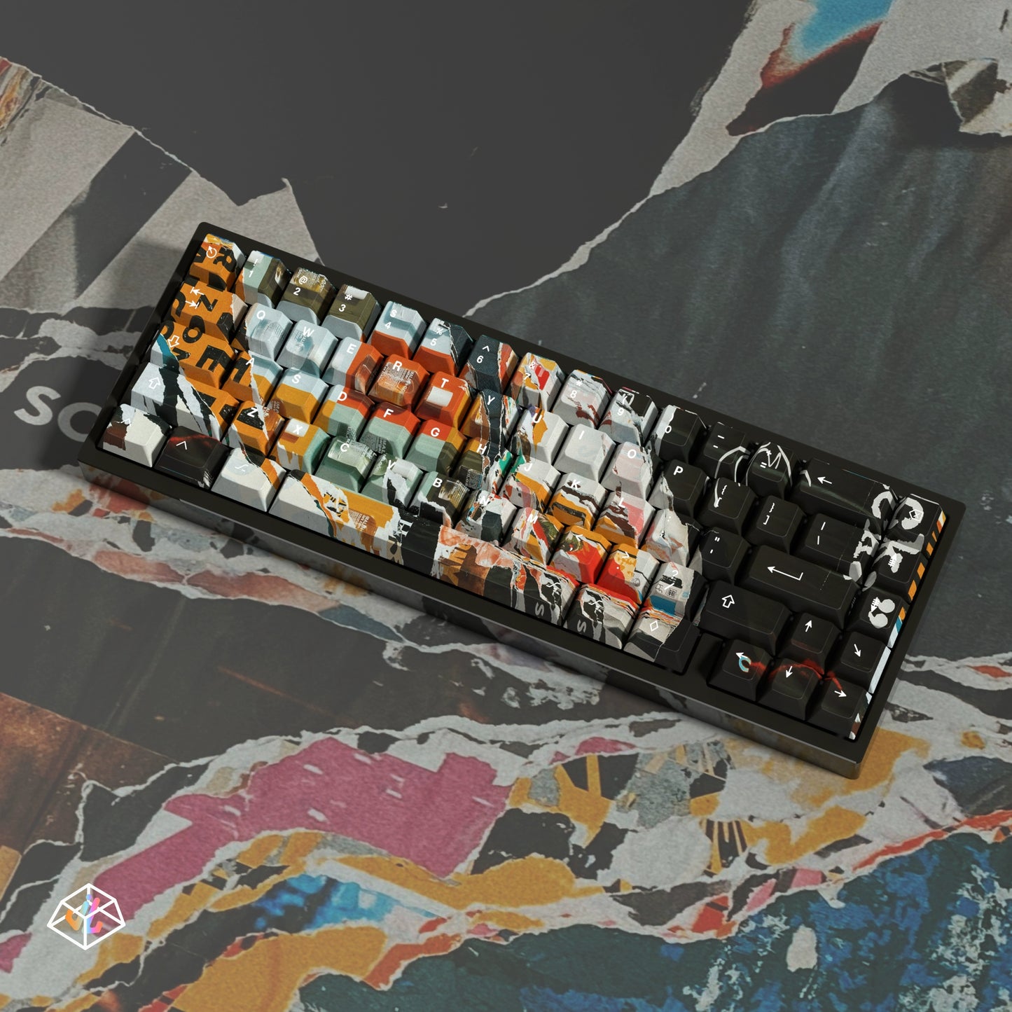 #0204 Graffiti Keycap Black Orange Cool Artistic Painting Style Cherry Profile (not including keyboard)
