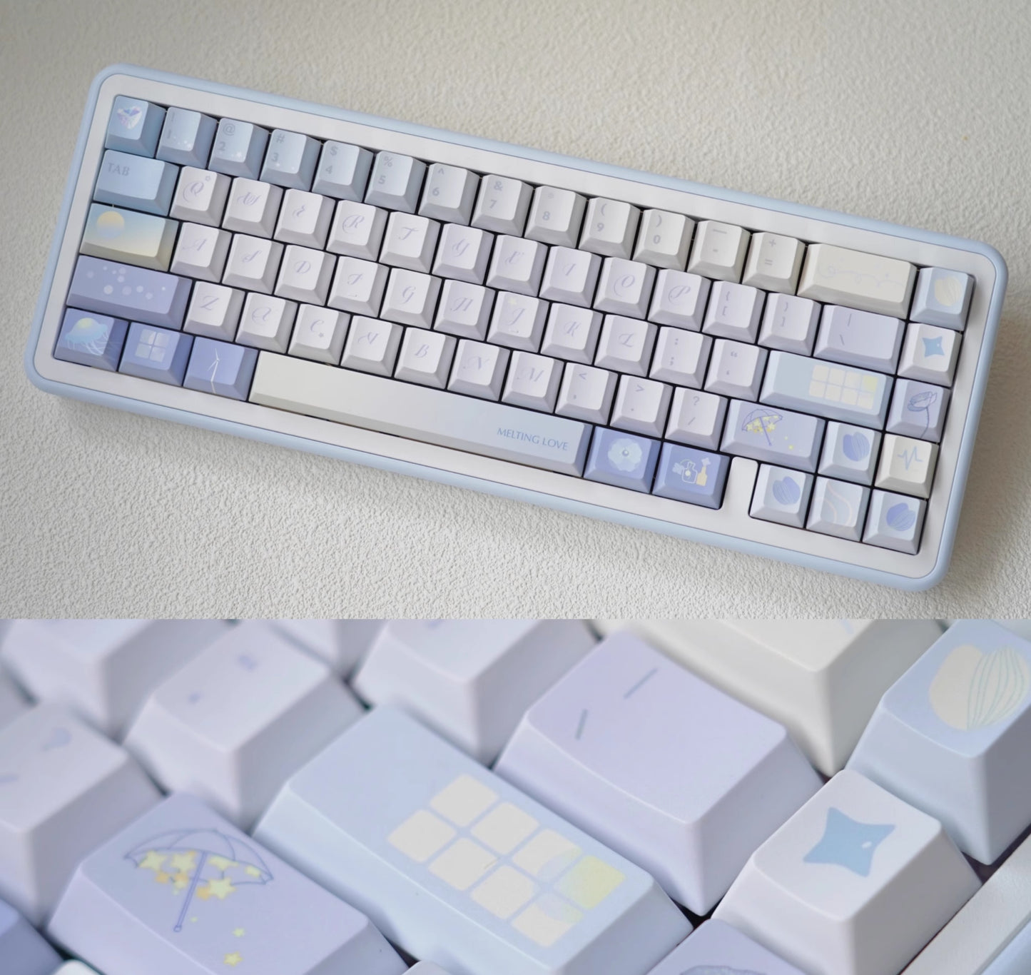 #0173 52Hz Pale Yellow Blue Keycap Cherry Profile