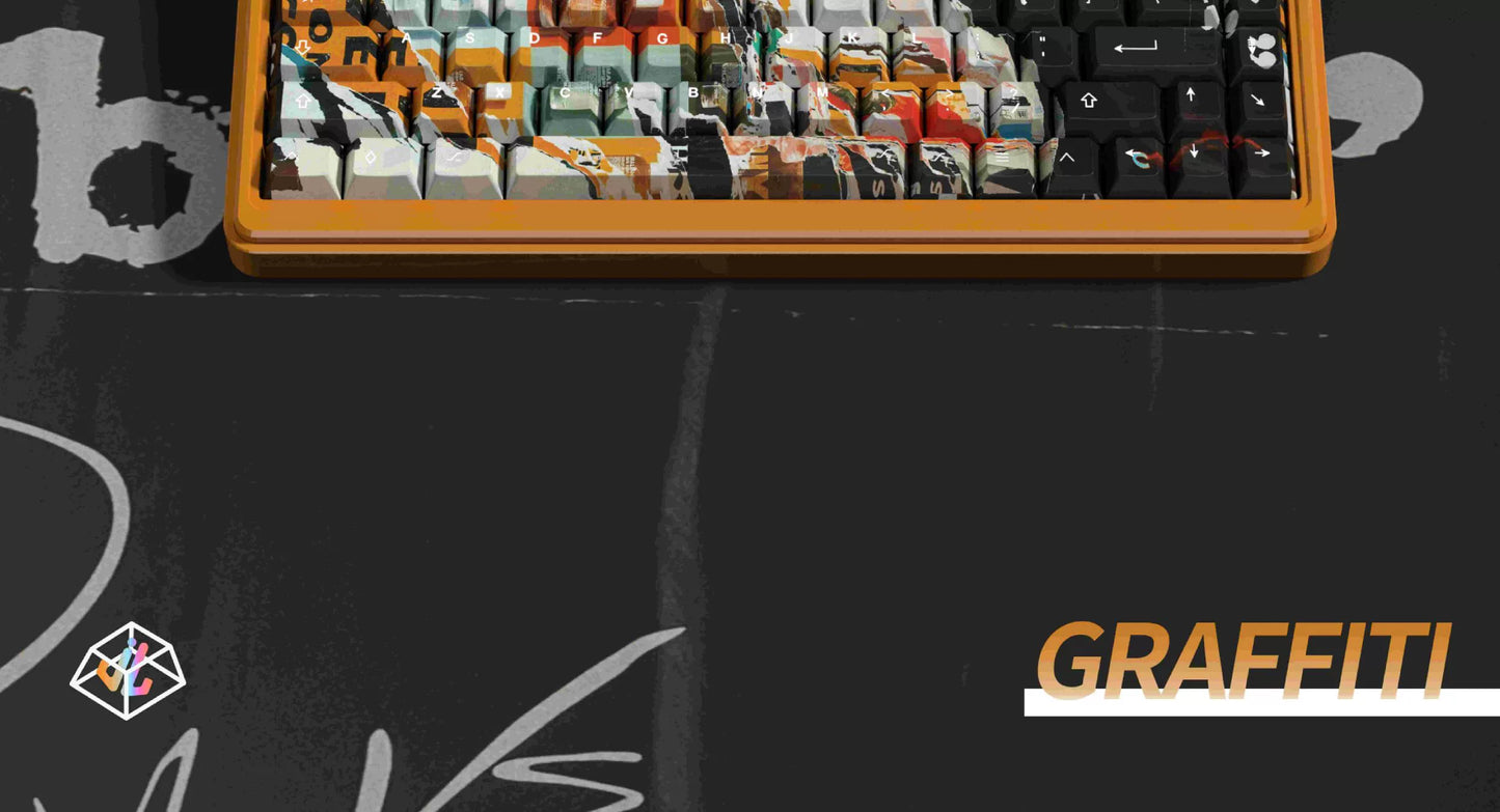 #0204 Graffiti Keycap Black Orange Cool Artistic Painting Style Cherry Profile (not including keyboard)