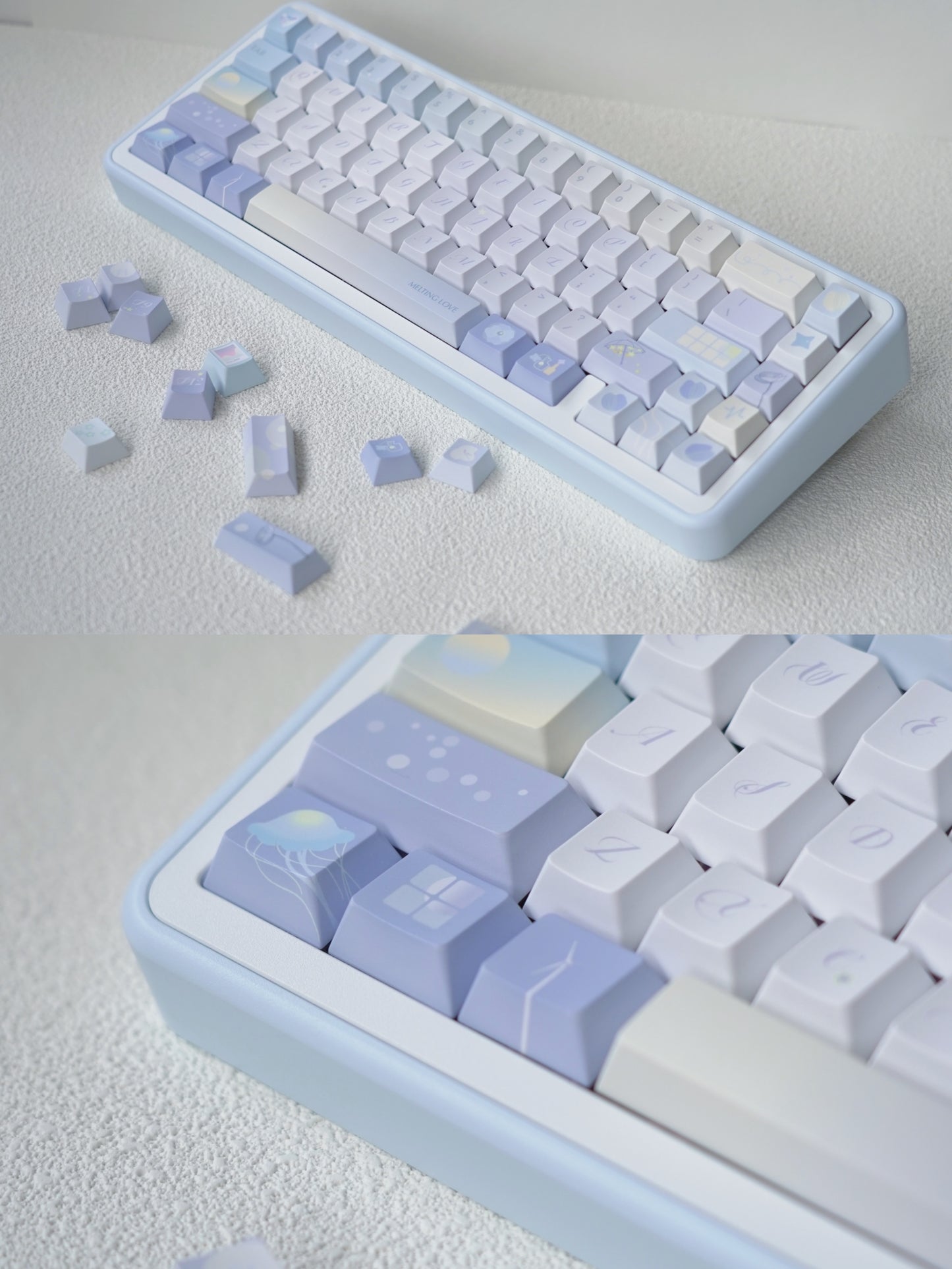 #0173 52Hz Pale Yellow Blue Keycap Cherry Profile