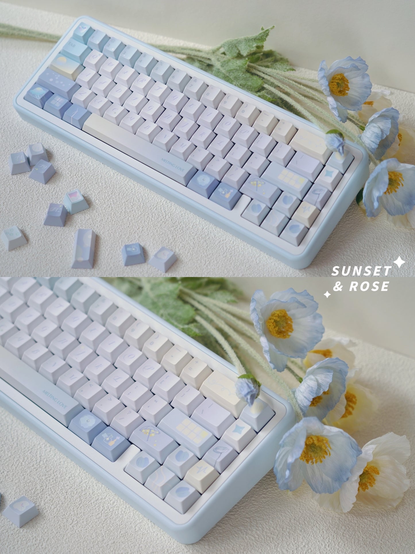 #0173 52Hz Pale Yellow Blue Keycap Cherry Profile