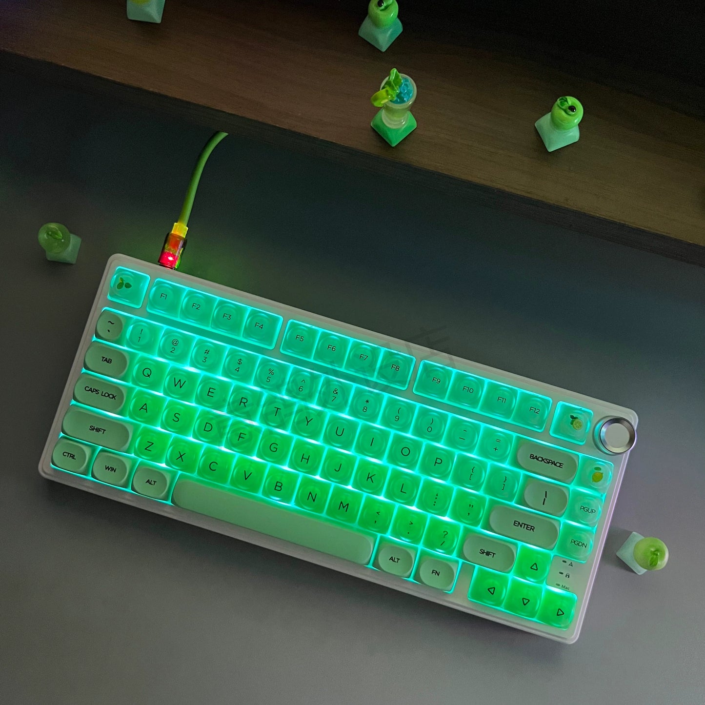 #0205 Lime Jelly Cute Round Keycap for 61/68/75/87/98/108 (not including keyboard)