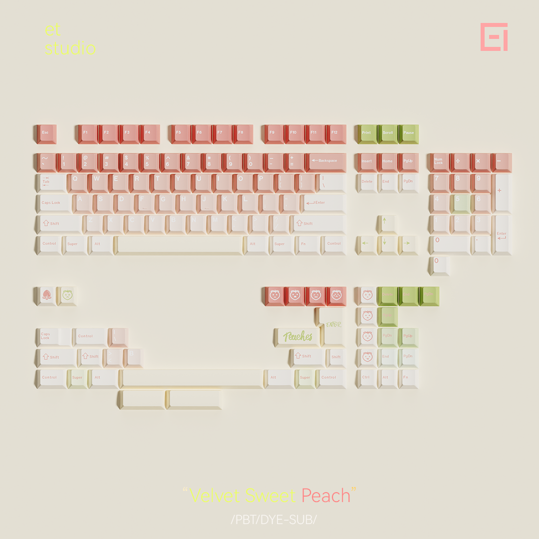 #0161 Fluffy Sweet Peach Pink Gradual Change of Spring Color Keycap Designed By ET Studio