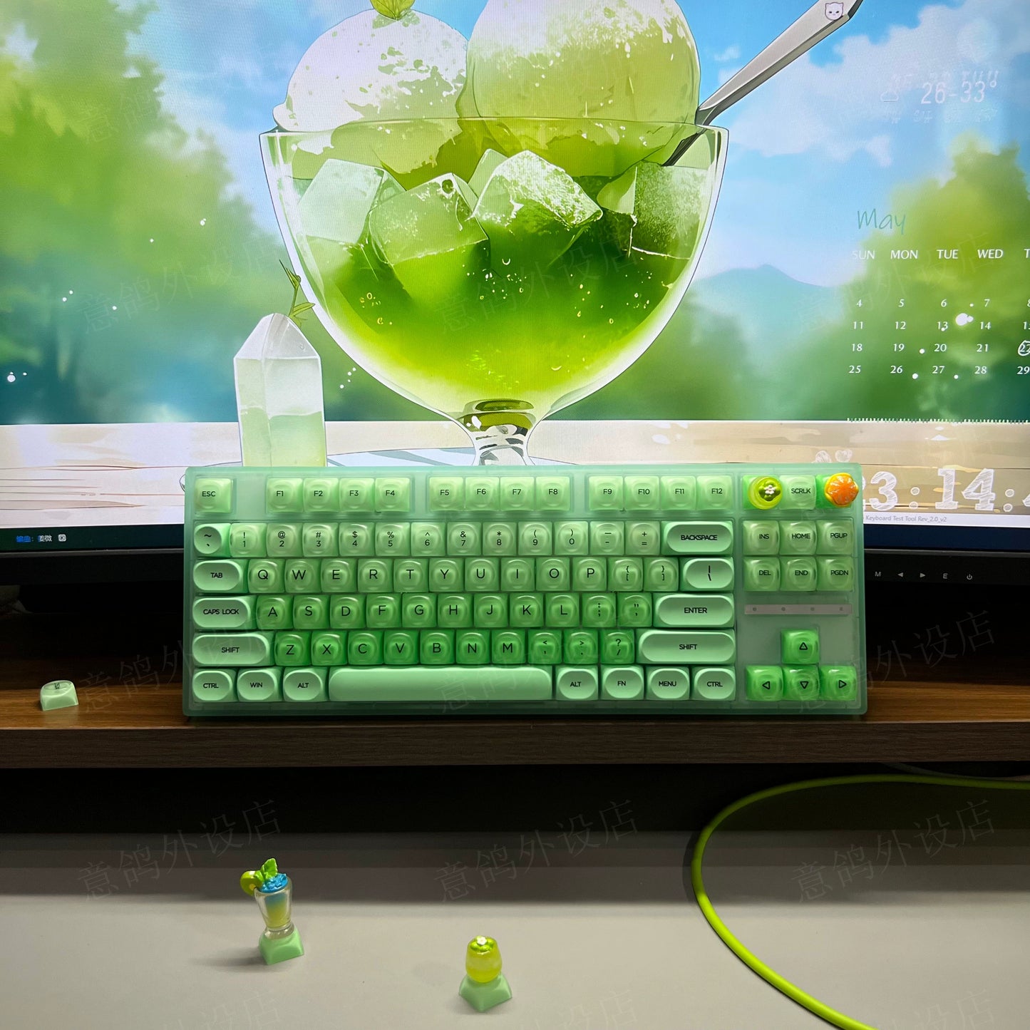 #0205 Lime Jelly Cute Round Keycap for 61/68/75/87/98/108 (not including keyboard)