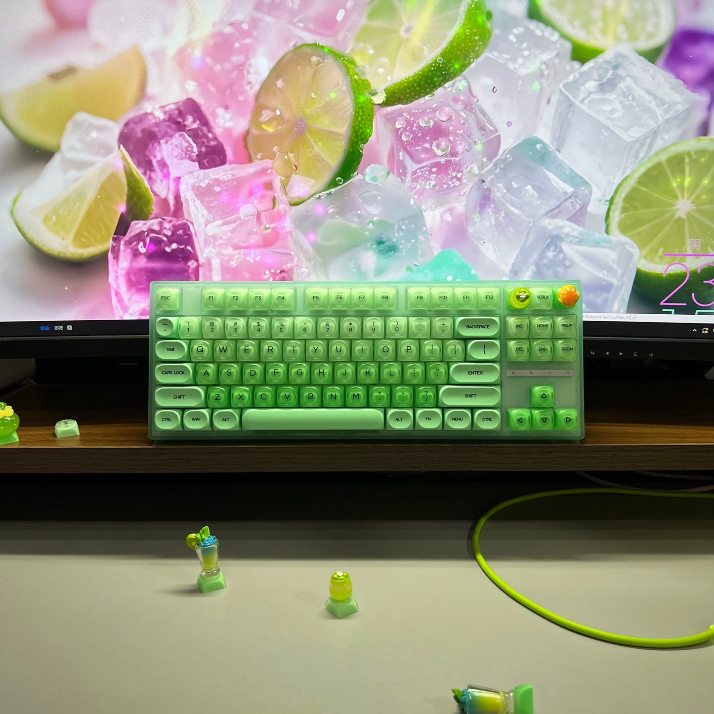 #0205 Lime Jelly Cute Round Keycap for 61/68/75/87/98/108 (not including keyboard)