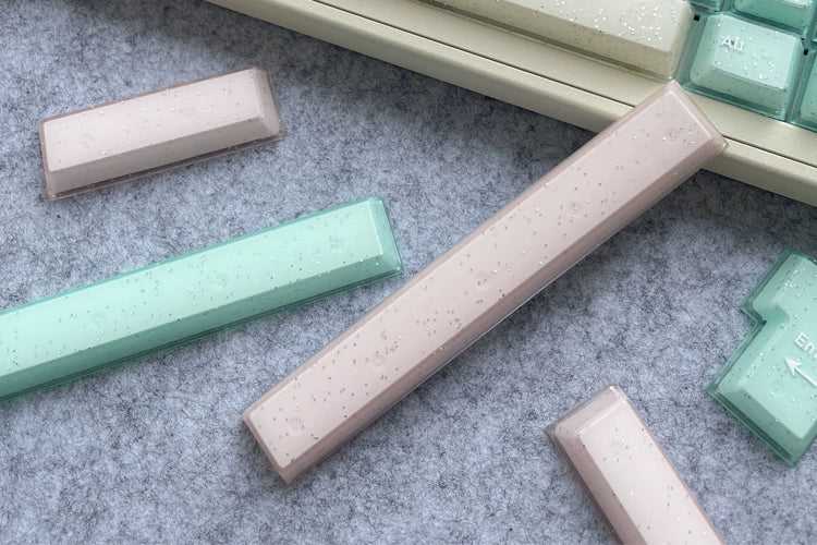 #0184 Pearl Peach Mint Smoothie Glitter Semi Transparent Keycap PBT + PC (not including keyboard)