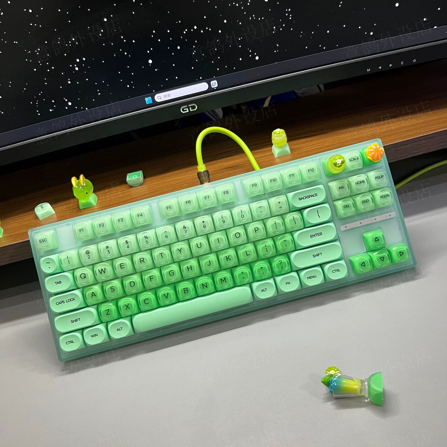 #0205 Lime Jelly Cute Round Keycap for 61/68/75/87/98/108 (not including keyboard)