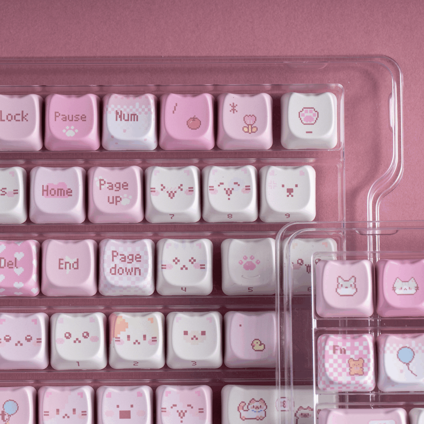 #0211 Pink Pixel Meow Cat Keycap Designed By SOULCAT (not Including Keyboard)