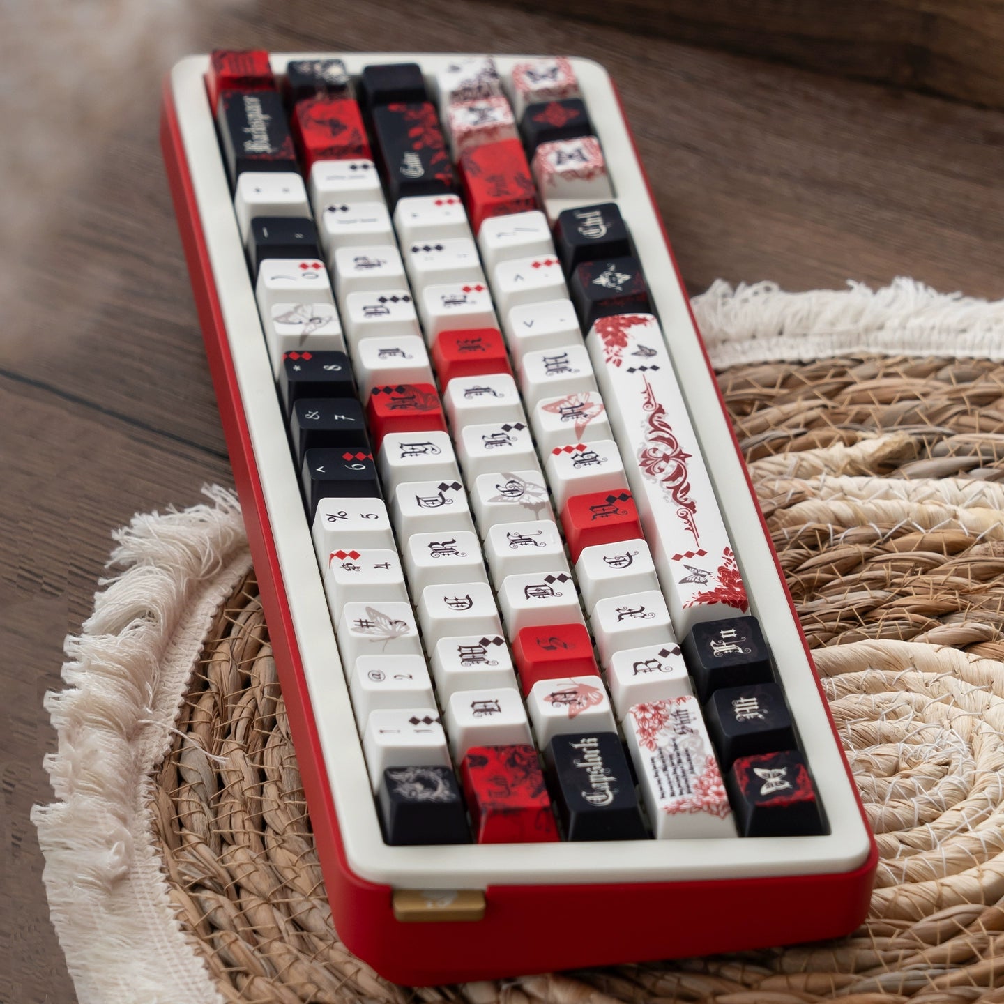 #0227 Ink Butterfly Black and Red Keycap Cherry Profile 131 Keys Side-printed Designed By URE(not including keyboard)