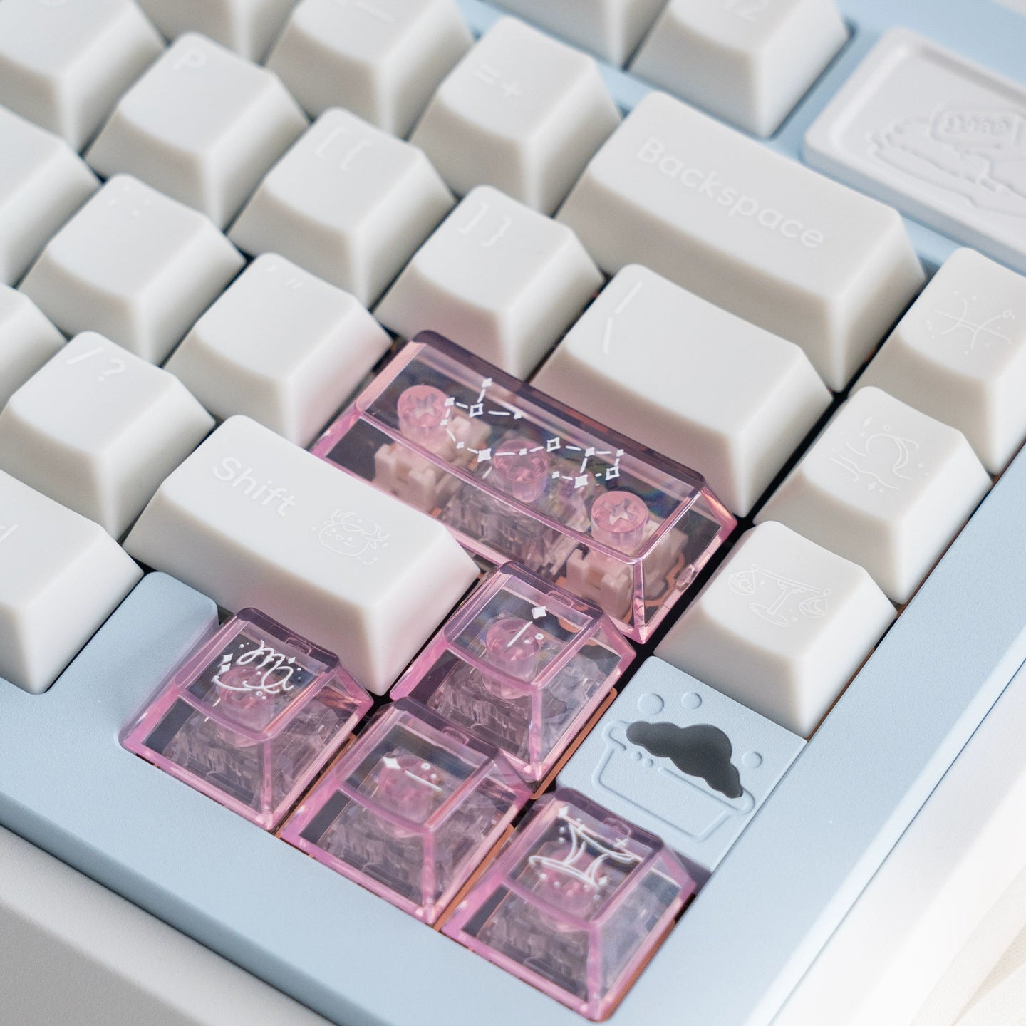 #0209 Star Talks Creamy White Keycap Cherry Profile Designed By URE(not including keyboard)