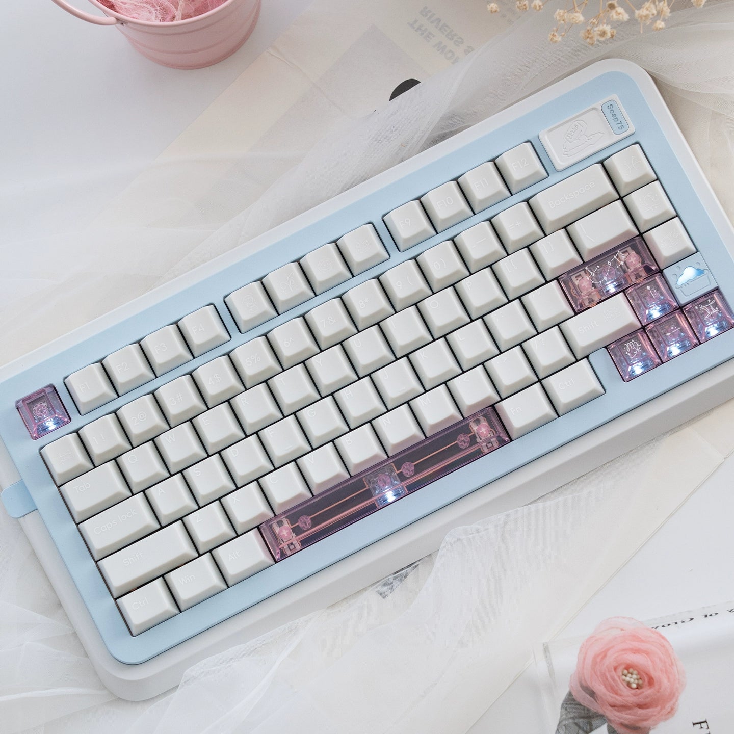 #0209 Star Talks Creamy White Keycap Cherry Profile Designed By URE(not including keyboard)