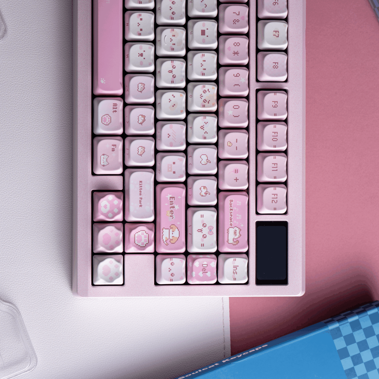 #0211 Pink Pixel Meow Cat Keycap Designed By SOULCAT (not Including Keyboard)