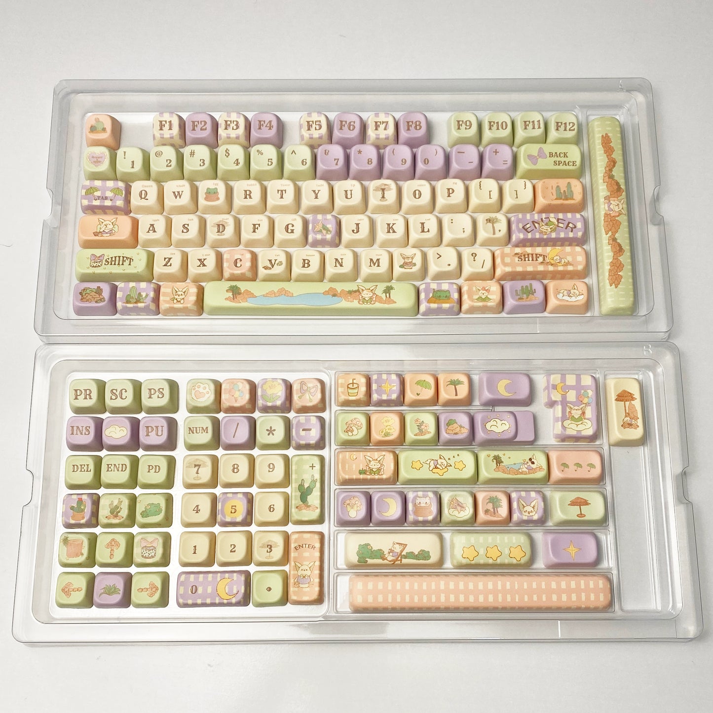 038 Fennec Eoa Profile Pastel Purple Green Yellow Keycaps 143 Keys