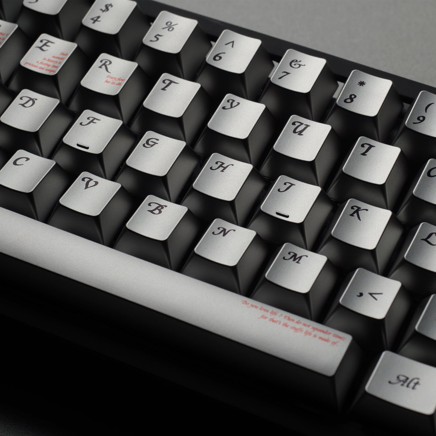 #0177 Time Silver Metallic Keycap Cherry Profile Designed By Womier (The surface of the keycaps is coated with a composite metallic finish; they are not made of solid metal.)
