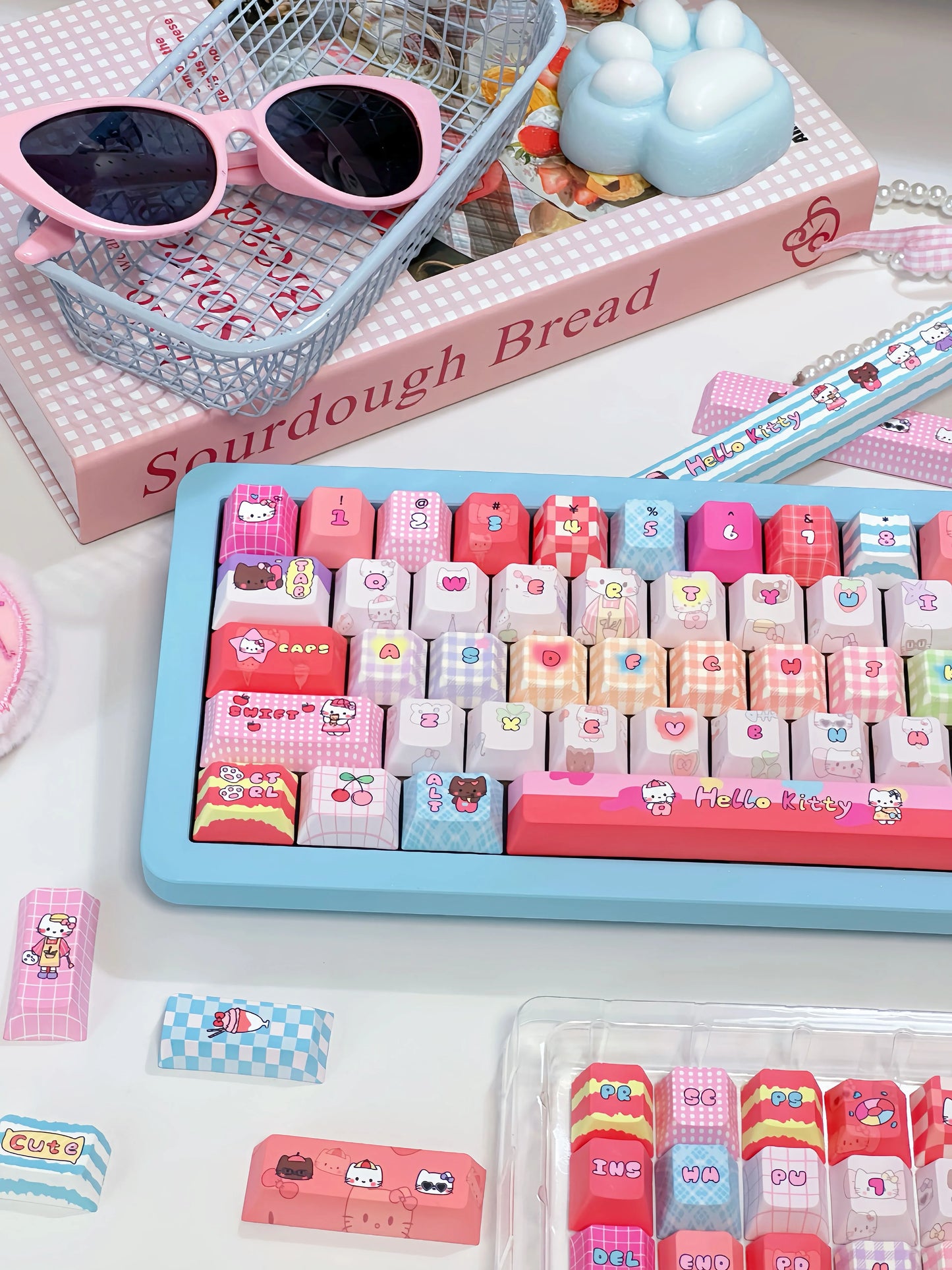 #0232 Kitty Keycap Hellokitty Fan Cute Pink Keycap Moa/cherry Profile (not Including Keyboard)