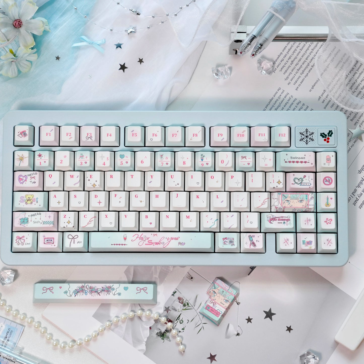 #0225 Green Jubilee Mint Keycap Cherry Profile Designed By LilyX Labs(not including keyboard)