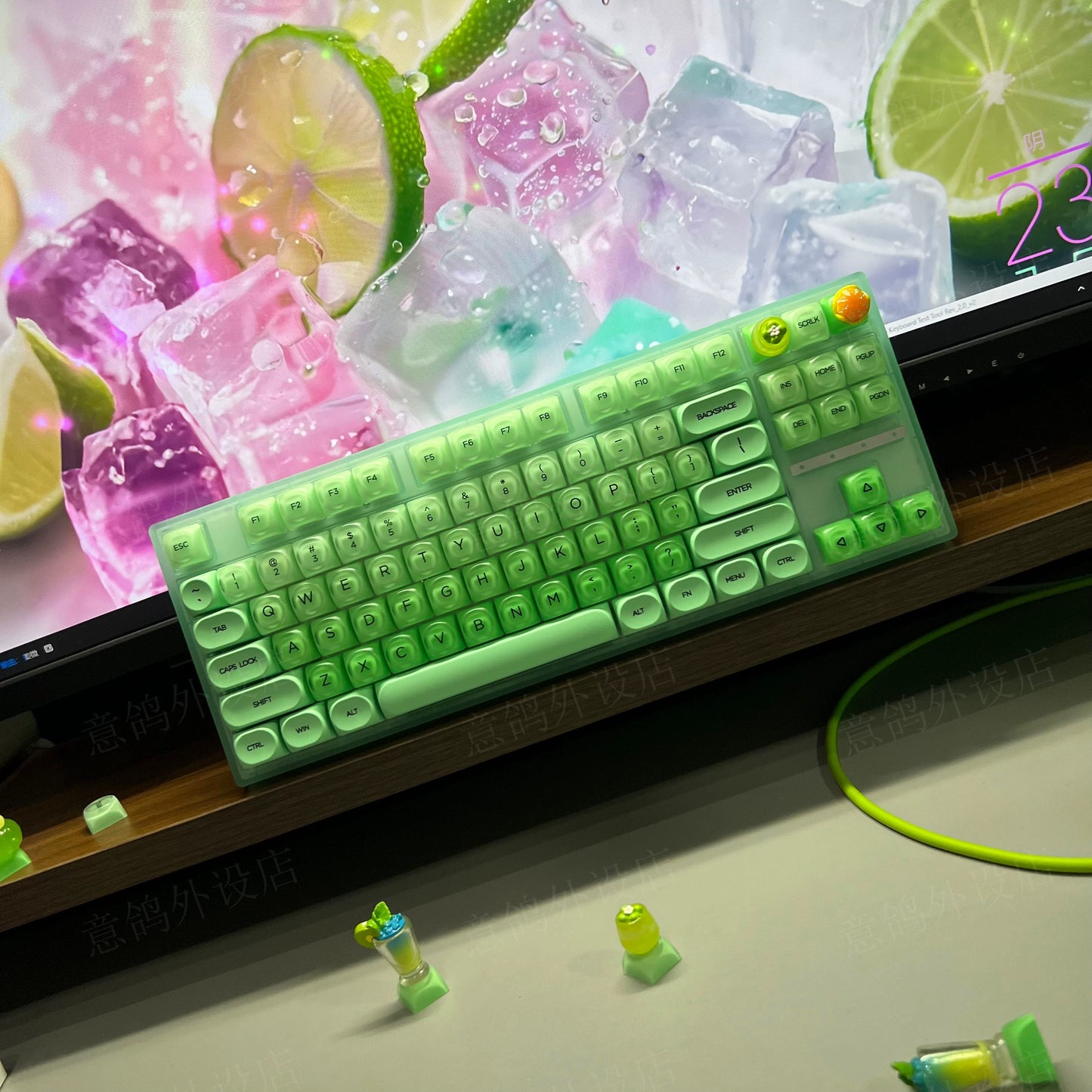 #0205 Lime Jelly Cute Round Keycap for 61/68/75/87/98/108 (not including keyboard)