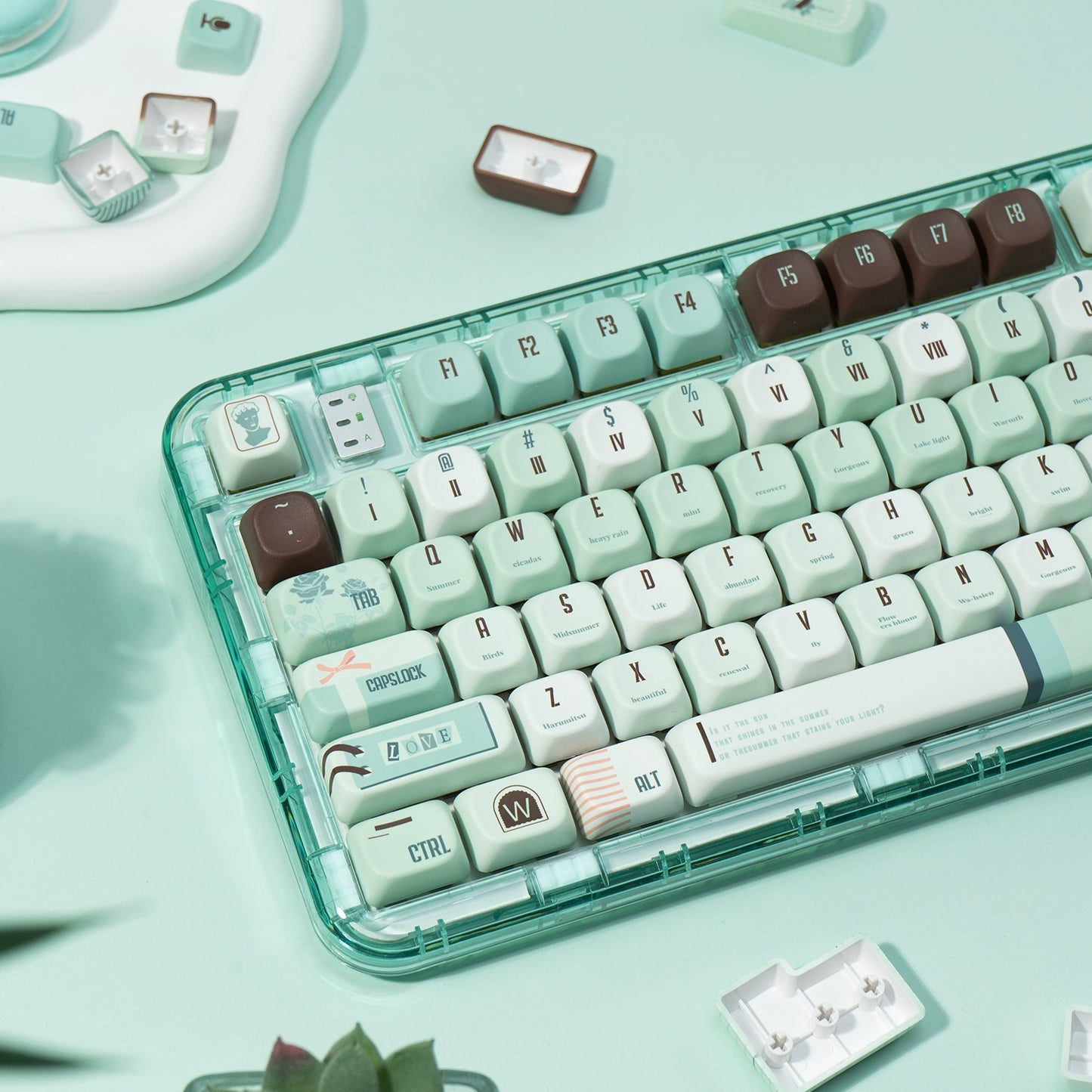 #0241 Mint Chocolate Mambo Keycap Green Brown Keycap Cherry Profile (not including keyboard)