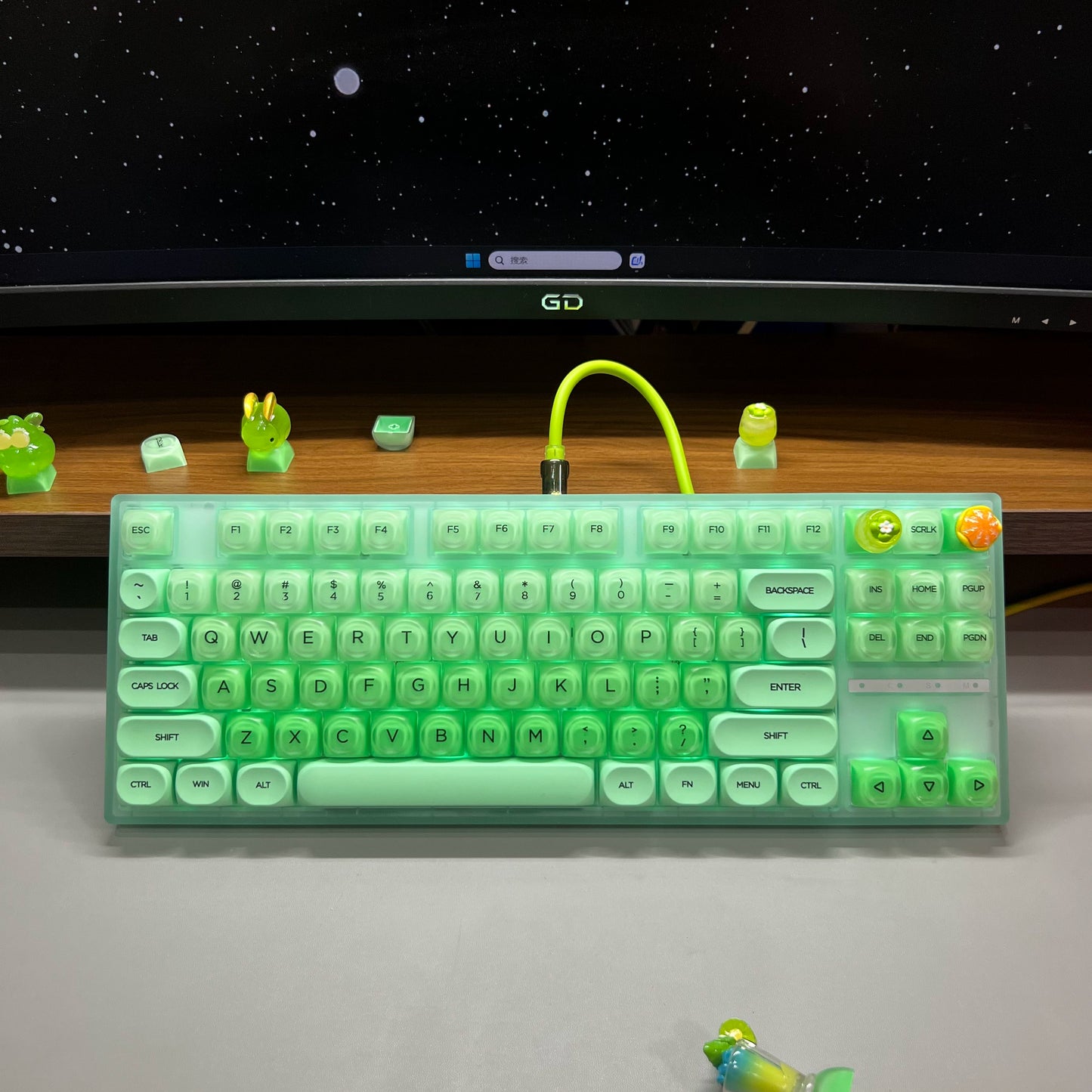#0205 Lime Jelly Cute Round Keycap for 61/68/75/87/98/108 (not including keyboard)