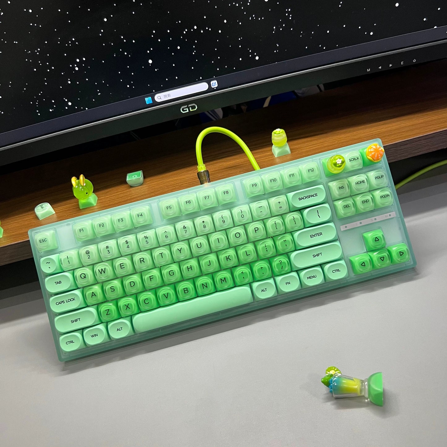 #0205 Lime Jelly Cute Round Keycap for 61/68/75/87/98/108 (not including keyboard)