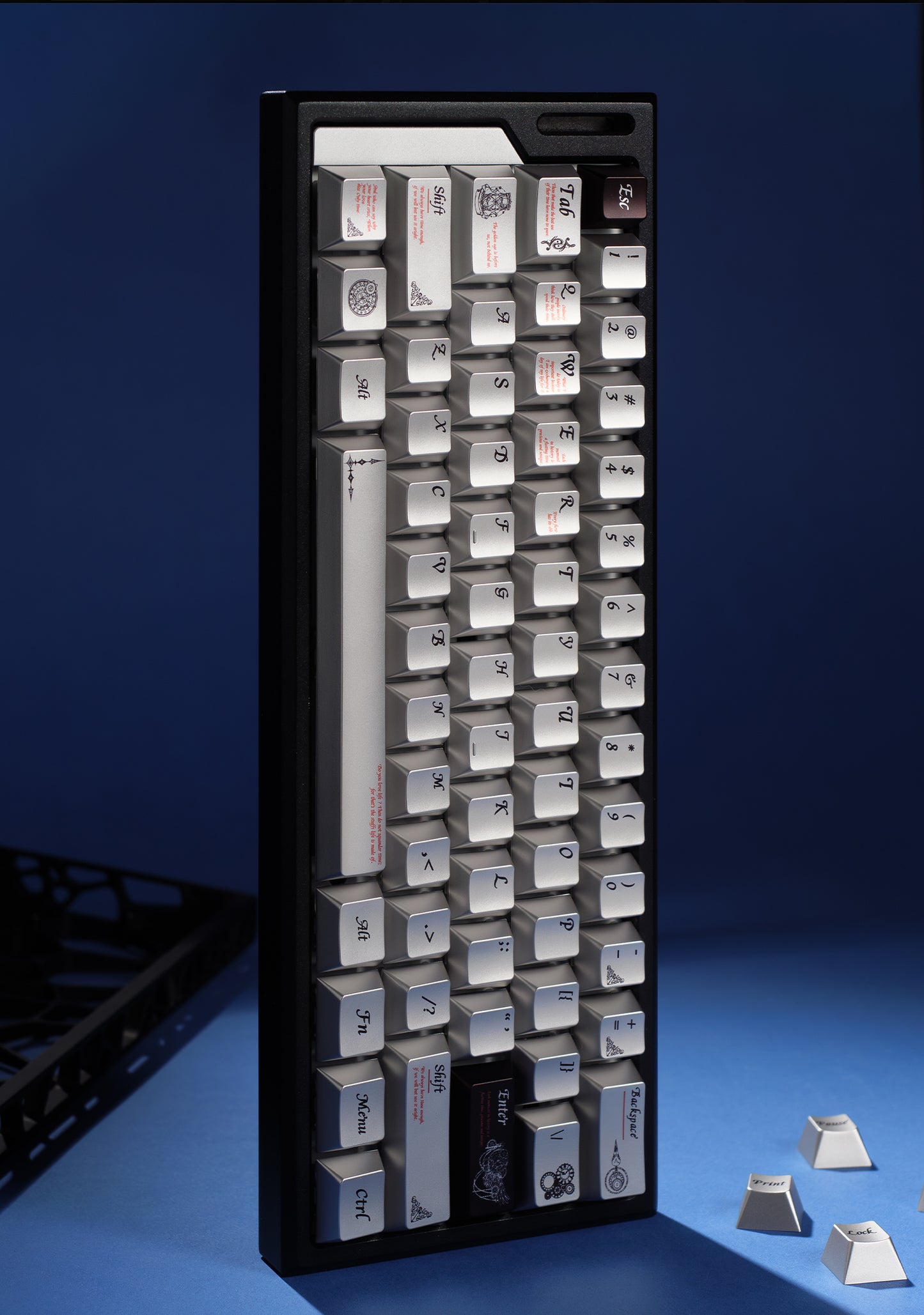 #0177 Time Silver Metallic Keycap Cherry Profile Designed By Womier (The surface of the keycaps is coated with a composite metallic finish; they are not made of solid metal.)