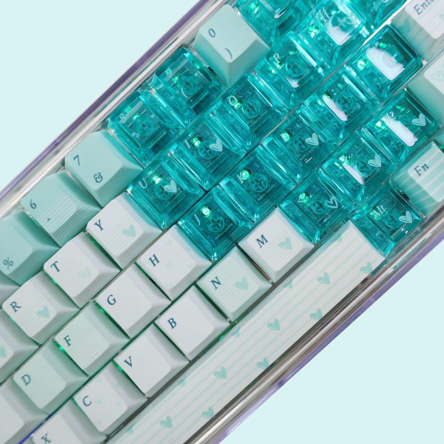 #0170 Peacock Green Tiffany Blue Keycap Heart Skipped A Beat Designed By Dorakey