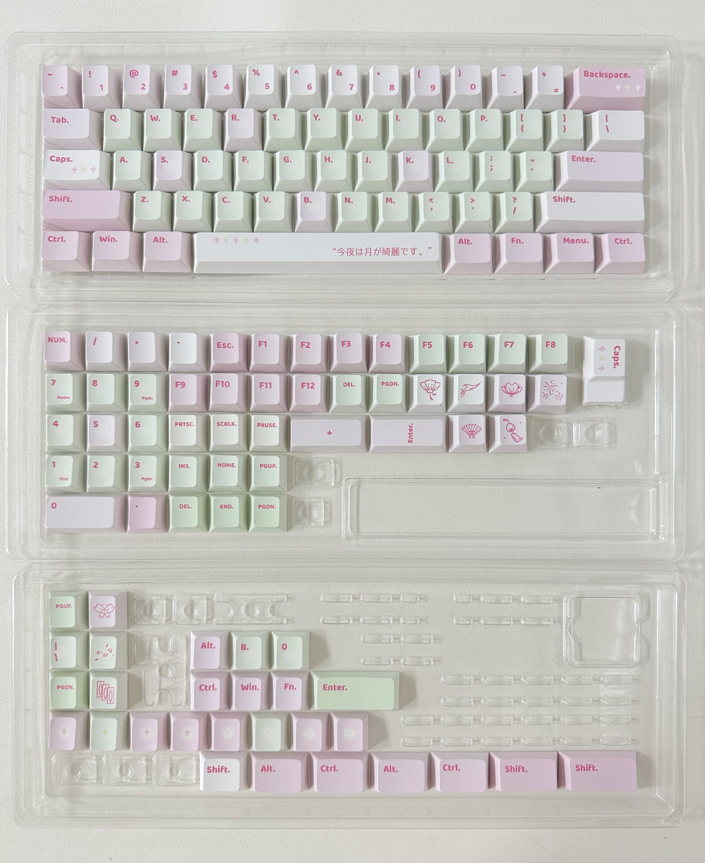 #0165 Spring Cherry Blossom Pastel Green Pink Keycap Cherry Profile Designed By Bluebird (Not Including Keyboard)