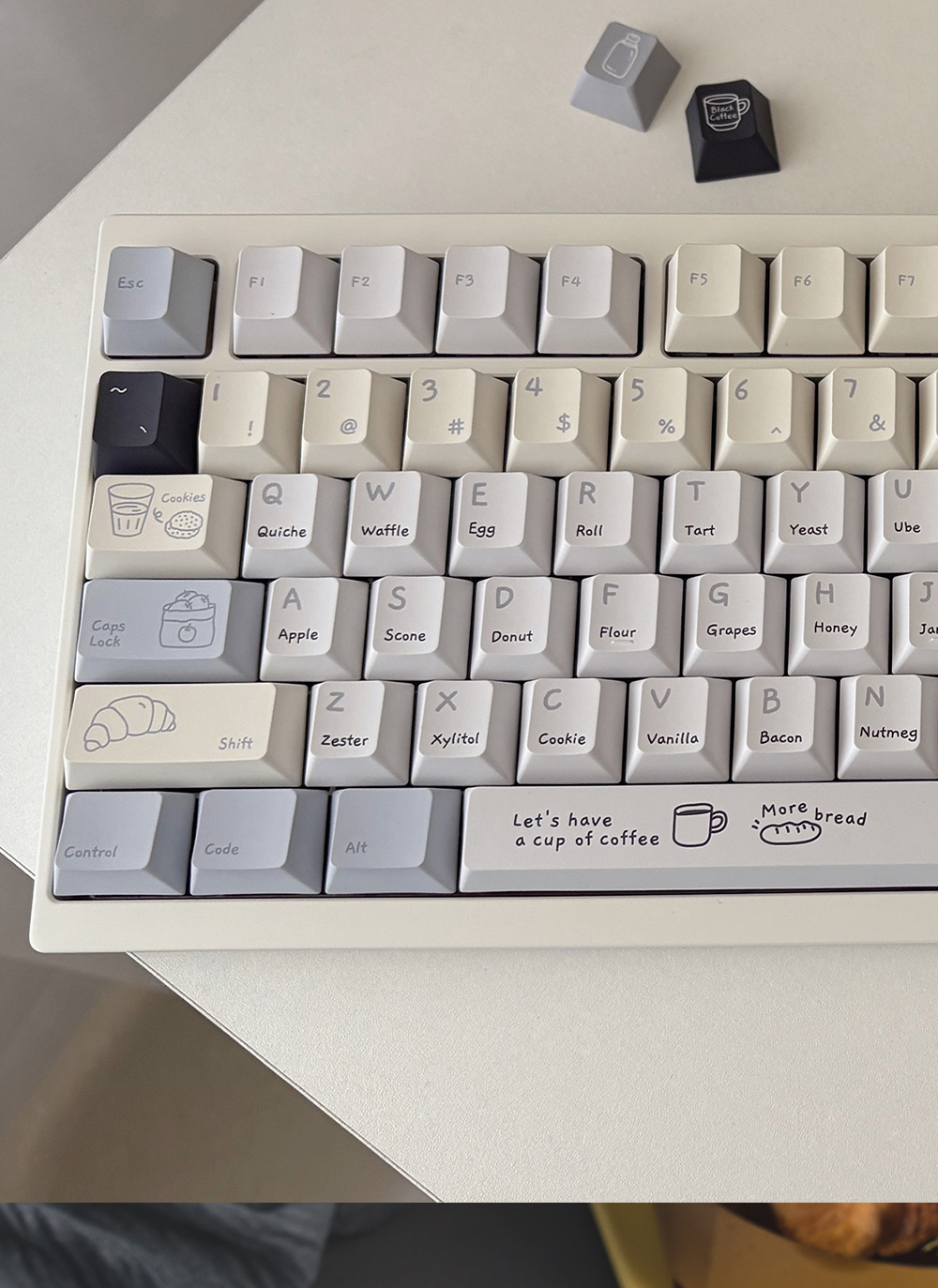 #0181 Bakery Diary Light Blue Pastel Yellow Keycap (not Including Keyboard)