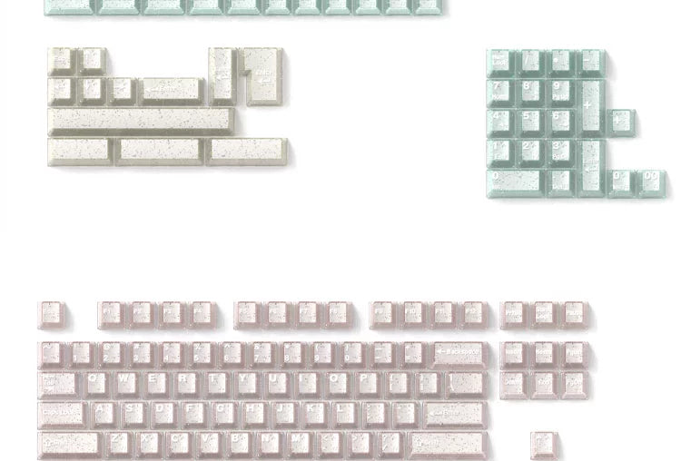 #0184 Pearl Peach Mint Smoothie Glitter Semi Transparent Keycap PBT + PC (not including keyboard)