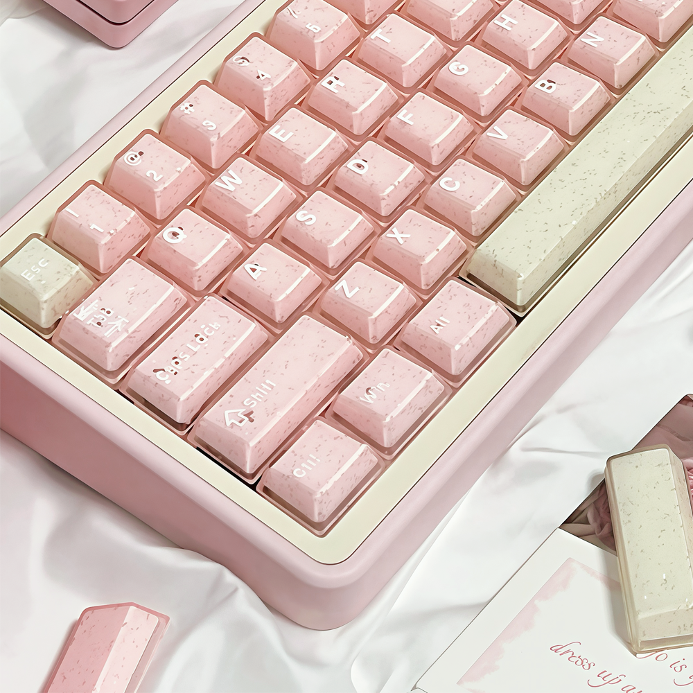 #0184 Pearl Peach Mint Smoothie Glitter Semi Transparent Keycap PBT + PC (not including keyboard)