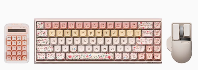 Limited Edition Pastel Pink Forest Flower Language Tri-mode Mechanical Keyboard Customized Ergonomic Keycap Designed by Lofree