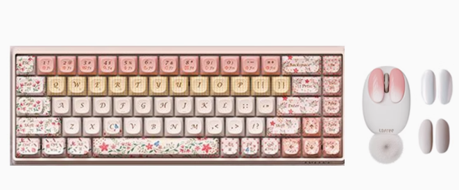 Limited Edition Pastel Pink Forest Flower Language Tri-mode Mechanical Keyboard Customized Ergonomic Keycap Designed by Lofree