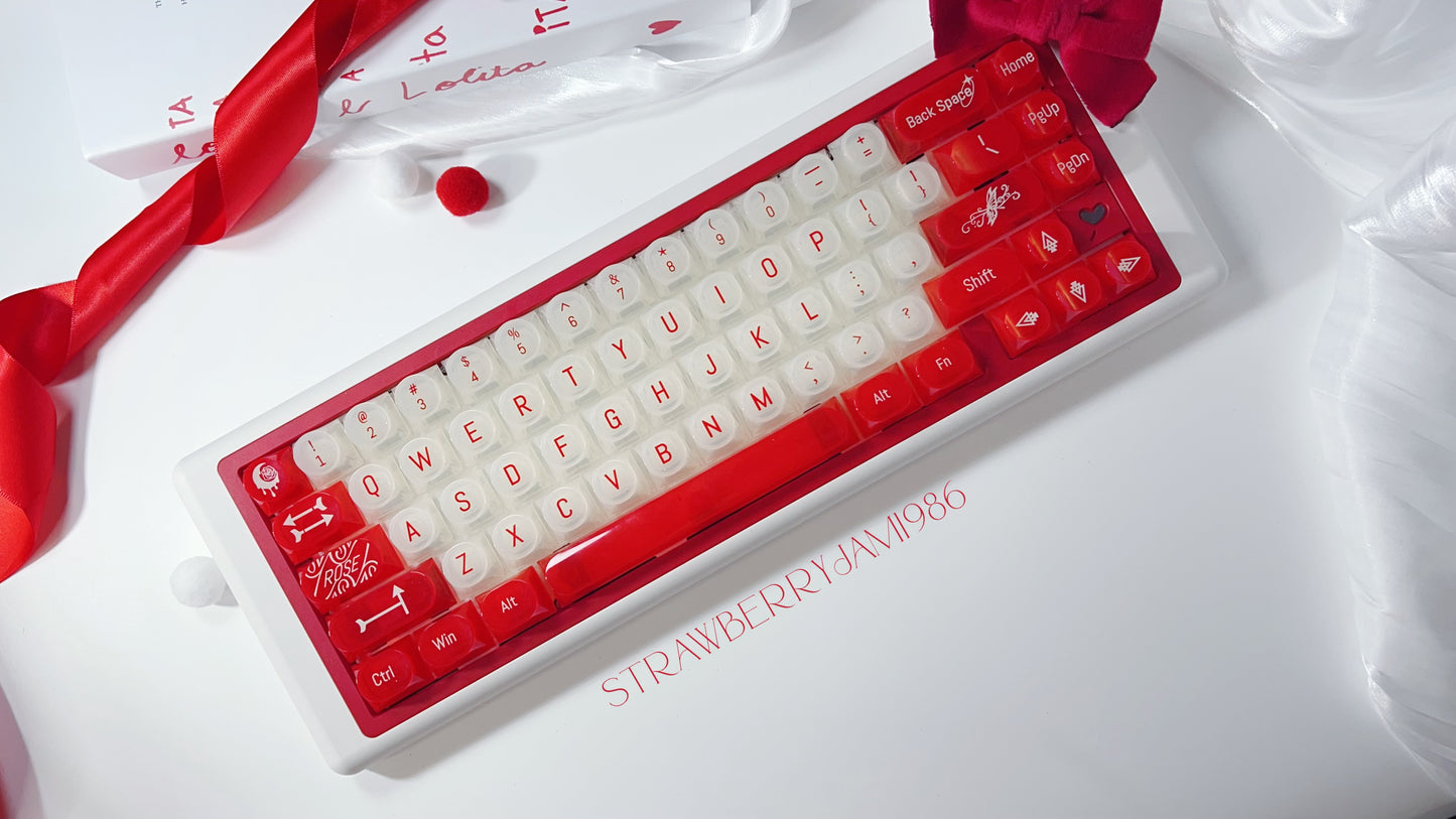 【Only 1 In-stock】Prebuilt Meow65 White Red Aluminum Customized Mechanical Keyboard