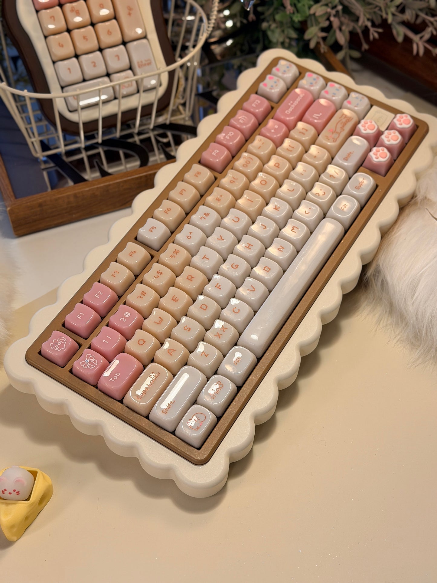 ONLY 1 Instock Prebuilt Aluminum Custom Mechanical Keyboard Cookie75 & Toast Pad Set